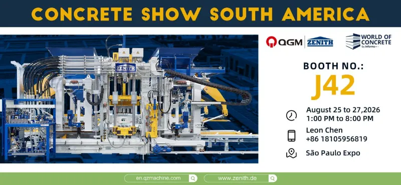 Компанія Quangong Machinery має намір представити свою продукцію на виставці Concrete Show у Сан-Паулу, Бразилія — приєднуйтесь до нас на цій великій промисловій події Південної Америки.